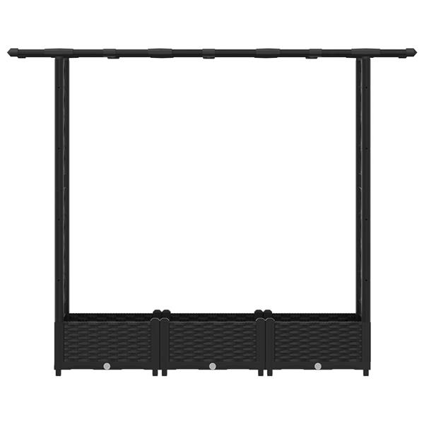 Grote foto vidaxl verhoogd bed met trellis en dak zwart 164 x 40 x 121 cm pp tuin en terras overige tuin en terras