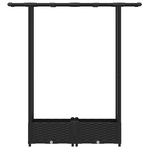 Grote foto vidaxl verhoogd bed met trellis en dak zwart 122 5 x 40 x 121 cm pp tuin en terras overige tuin en terras