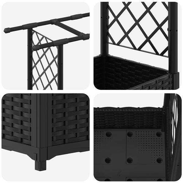 Grote foto vidaxl verhoogd bed met trellis en dak zwart 122 5 x 40 x 121 cm pp tuin en terras overige tuin en terras