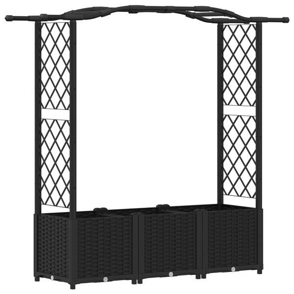 Grote foto vidaxl verhoogd bed met trellis en dak zwart 164 x 40 x 138 cm pp tuin en terras overige tuin en terras
