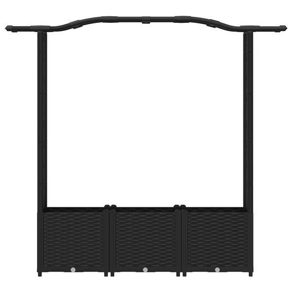 Grote foto vidaxl verhoogd bed met trellis en dak zwart 164 x 40 x 138 cm pp tuin en terras overige tuin en terras