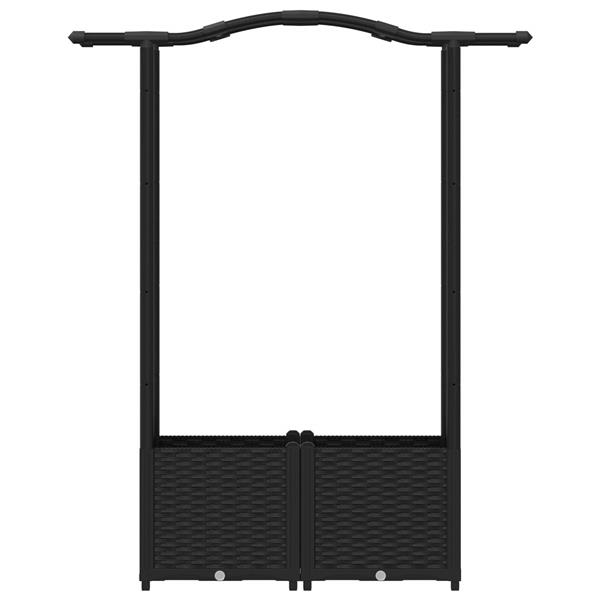 Grote foto vidaxl verhoogd bed met trellis en dak zwart 125 x 40 x 138 cm pp tuin en terras overige tuin en terras