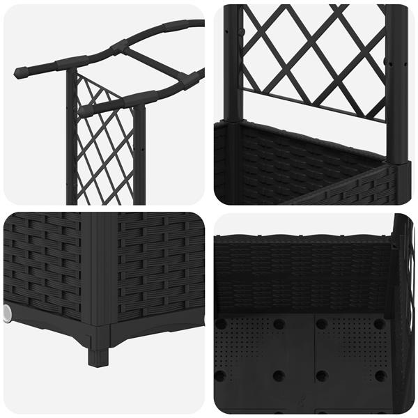 Grote foto vidaxl verhoogd bed met trellis en dak zwart 125 x 40 x 138 cm pp tuin en terras overige tuin en terras