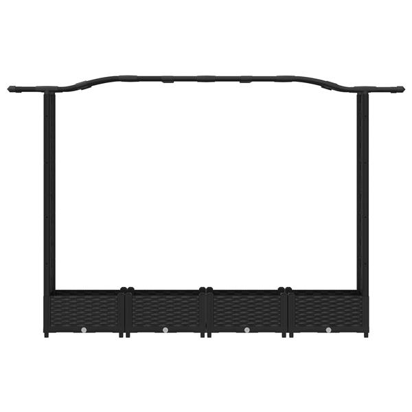 Grote foto vidaxl verhoogd bed met trellis en dak zwart 207 x 40 x 123 cm pp tuin en terras overige tuin en terras