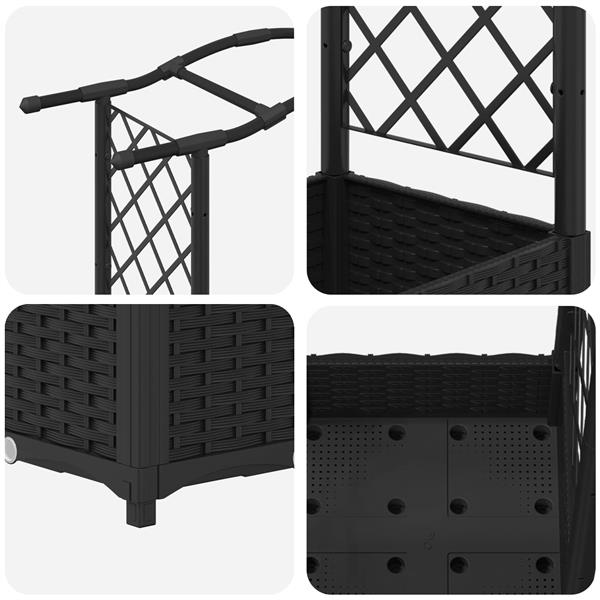 Grote foto vidaxl verhoogd bed met trellis en dak zwart 207 x 40 x 123 cm pp tuin en terras overige tuin en terras