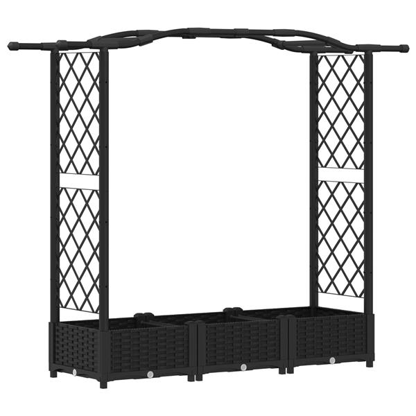 Grote foto vidaxl verhoogd bed met trellis en dak zwart 169 x 40 x 123 cm pp tuin en terras overige tuin en terras