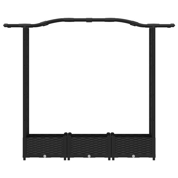 Grote foto vidaxl verhoogd bed met trellis en dak zwart 169 x 40 x 123 cm pp tuin en terras overige tuin en terras