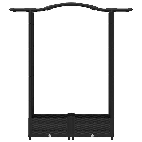 Grote foto vidaxl verhoogd bed met trellis en dak zwart 124 x 40 x 123 cm pp tuin en terras overige tuin en terras