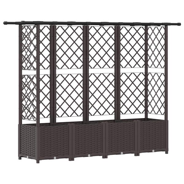 Grote foto vidaxl verhoogd bed met trellis en dak bruin 202 x 40 x 136 cm pp tuin en terras overige tuin en terras