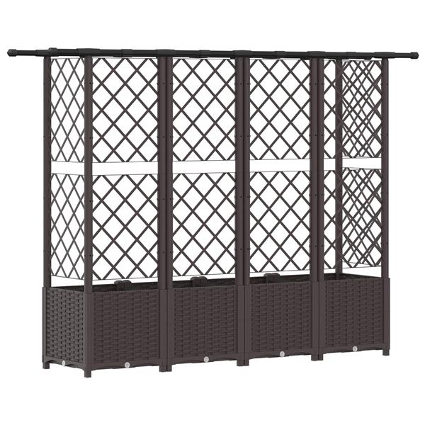 Grote foto vidaxl verhoogd bed met trellis en dak bruin 202 x 40 x 136 cm pp tuin en terras overige tuin en terras