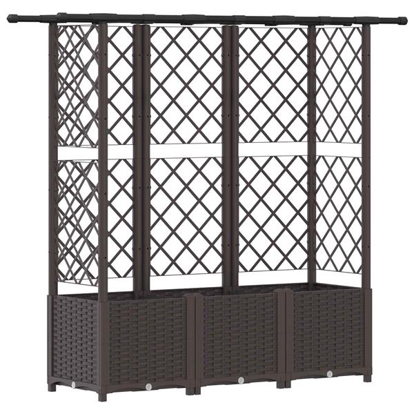 Grote foto vidaxl verhoogd bed met trellis en dak bruin 163 5 x 40 x 136 cm pp tuin en terras overige tuin en terras