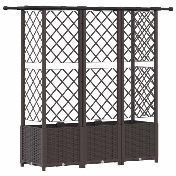 Grote foto vidaxl verhoogd bed met trellis en dak bruin 163 5 x 40 x 136 cm pp tuin en terras overige tuin en terras