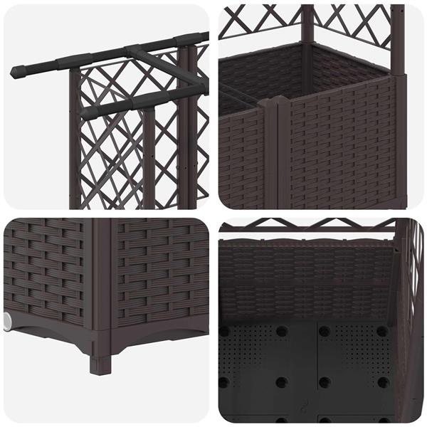 Grote foto vidaxl verhoogd bed met trellis en dak bruin 163 5 x 40 x 136 cm pp tuin en terras overige tuin en terras