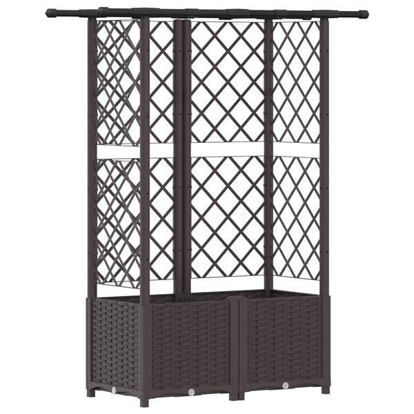 Grote foto vidaxl verhoogd bed met trellis en dak bruin 124 x 40 x 136 cm pp tuin en terras overige tuin en terras