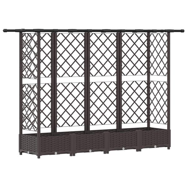 Grote foto vidaxl verhoogd bed met trellis en dak bruin 202 5 x 40 x 121 cm pp tuin en terras overige tuin en terras