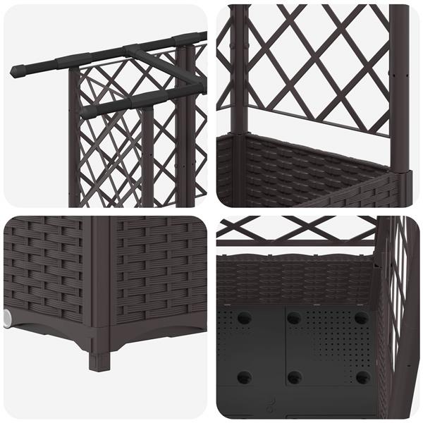 Grote foto vidaxl verhoogd bed met trellis en dak bruin 202 5 x 40 x 121 cm pp tuin en terras overige tuin en terras