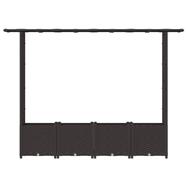 Grote foto vidaxl verhoogd bed met trellis en dak bruin 203 x 40 x 136 cm pp tuin en terras overige tuin en terras