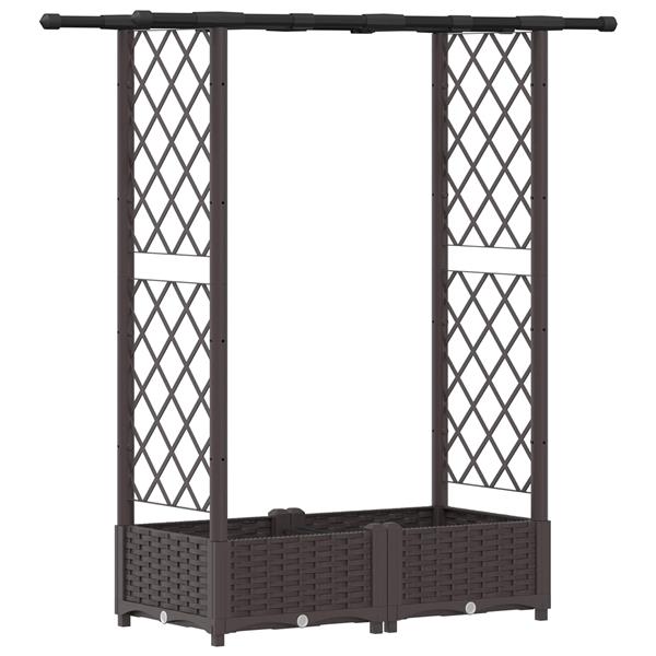Grote foto vidaxl verhoogd bed met trellis en dak bruin 122 5 x 40 x 121 cm pp tuin en terras overige tuin en terras