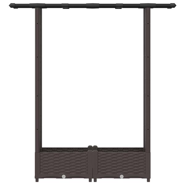 Grote foto vidaxl verhoogd bed met trellis en dak bruin 122 5 x 40 x 121 cm pp tuin en terras overige tuin en terras