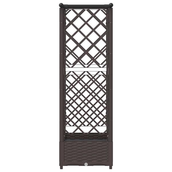 Grote foto vidaxl verhoogd bed met trellis en dak bruin 122 5 x 40 x 121 cm pp tuin en terras overige tuin en terras