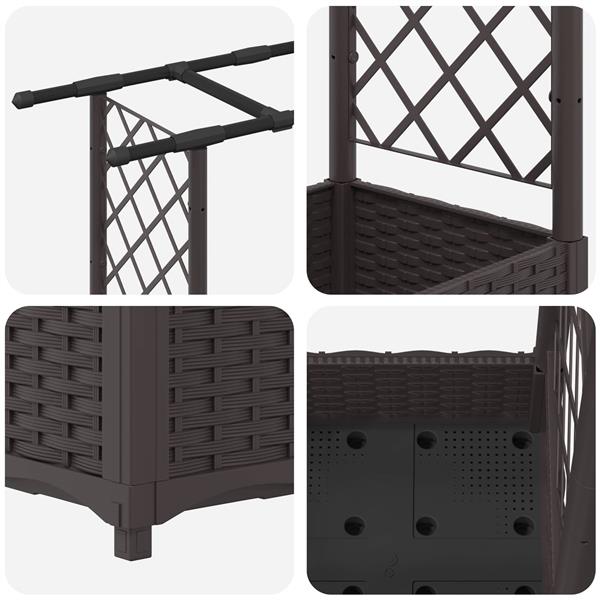 Grote foto vidaxl verhoogd bed met trellis en dak bruin 122 5 x 40 x 121 cm pp tuin en terras overige tuin en terras