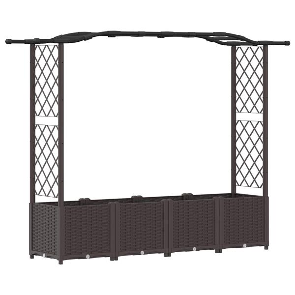 Grote foto vidaxl verhoogd bed met trellis en dak bruin 204 x 40 x 138 cm pp tuin en terras overige tuin en terras