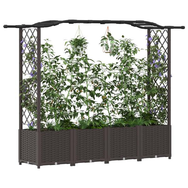Grote foto vidaxl verhoogd bed met trellis en dak bruin 204 x 40 x 138 cm pp tuin en terras overige tuin en terras