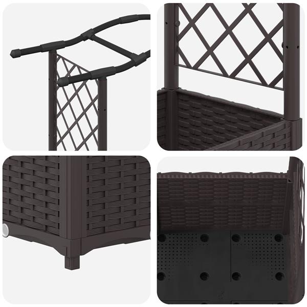 Grote foto vidaxl verhoogd bed met trellis en dak bruin 204 x 40 x 138 cm pp tuin en terras overige tuin en terras