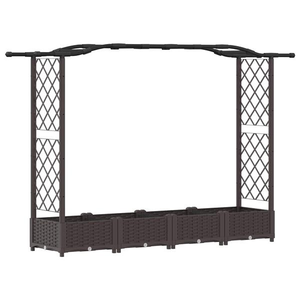 Grote foto vidaxl verhoogd bed met trellis en dak bruin 207 x 40 x 123 cm pp tuin en terras overige tuin en terras