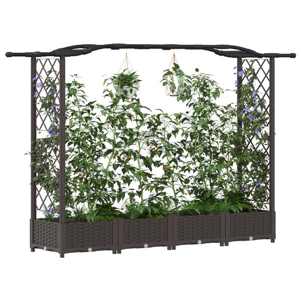 Grote foto vidaxl verhoogd bed met trellis en dak bruin 207 x 40 x 123 cm pp tuin en terras overige tuin en terras