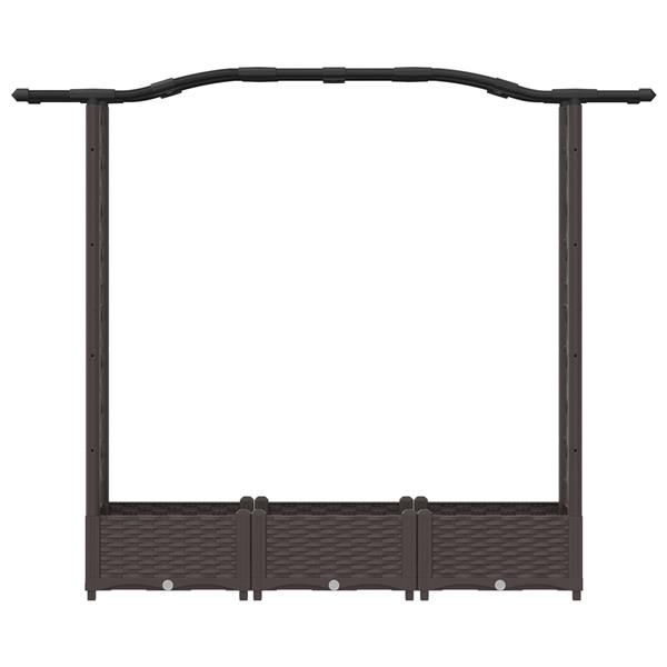 Grote foto vidaxl verhoogd bed met trellis en dak bruin 169 x 40 x 123 cm pp tuin en terras overige tuin en terras