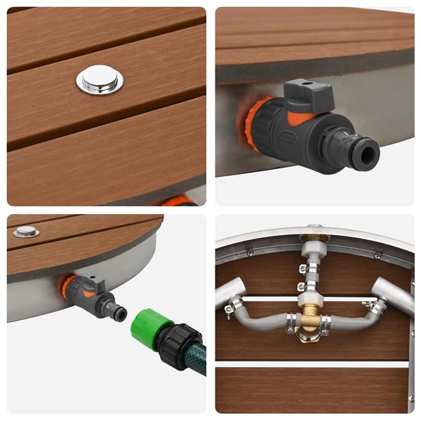 Grote foto vidaxl tuin vloershower wpc en rvs 201 bruin tuin en terras zwembaden toebehoren