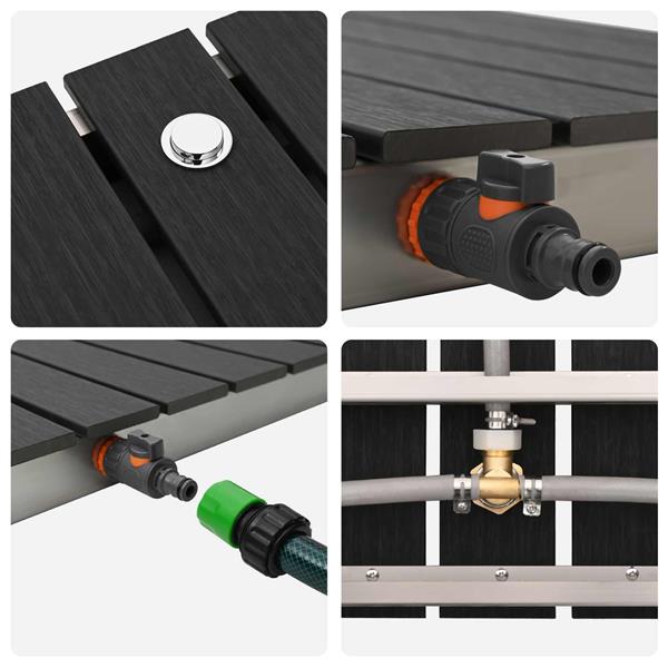 Grote foto vidaxl tuin vloershower wpc en rvs 201 antraciet tuin en terras zwembaden toebehoren