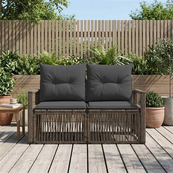 Grote foto vidaxl tuinbank 2 aantal zitplaatsen grijs poly rattan tuin en terras tuinmeubelen