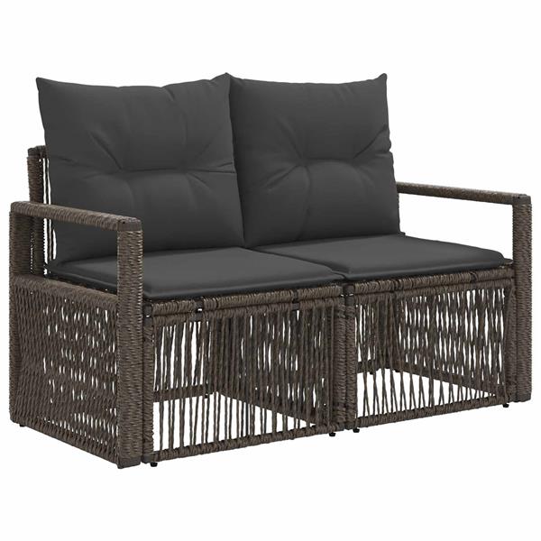 Grote foto vidaxl tuinbank 2 aantal zitplaatsen grijs poly rattan tuin en terras tuinmeubelen