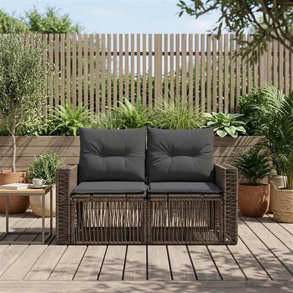 Grote foto vidaxl tuinbank 2 aantal zitplaatsen grijs poly rattan tuin en terras tuinmeubelen