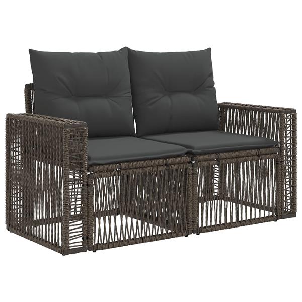 Grote foto vidaxl tuinbank 2 aantal zitplaatsen grijs poly rattan tuin en terras tuinmeubelen