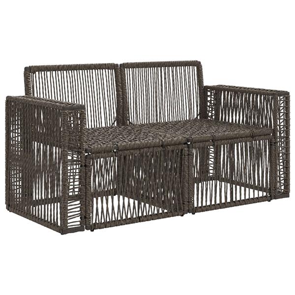Grote foto vidaxl tuinbank 2 aantal zitplaatsen grijs poly rattan tuin en terras tuinmeubelen