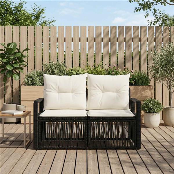 Grote foto vidaxl tuinbank 2 aantal zitplaatsen zwart poly rattan tuin en terras tuinmeubelen