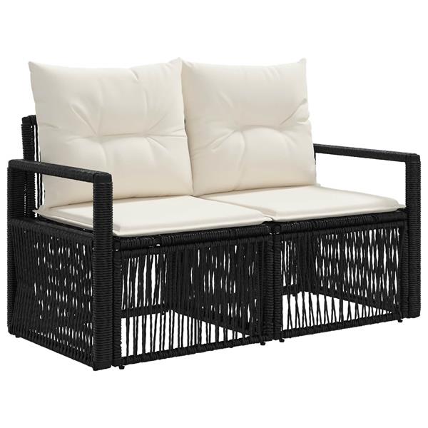 Grote foto vidaxl tuinbank 2 aantal zitplaatsen zwart poly rattan tuin en terras tuinmeubelen