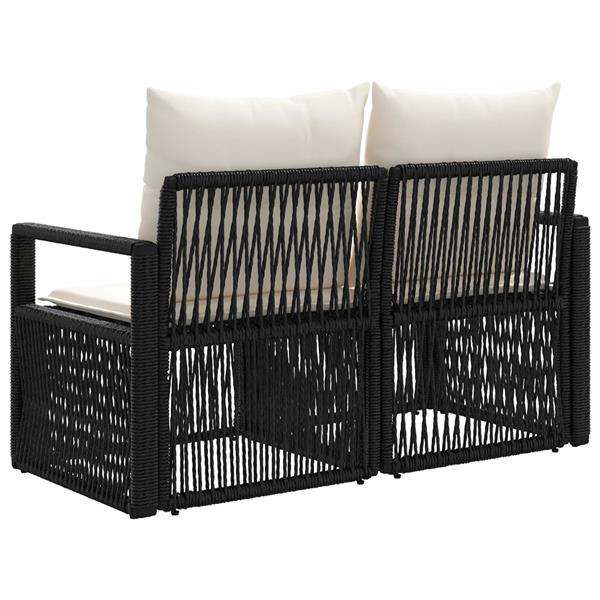 Grote foto vidaxl tuinbank 2 aantal zitplaatsen zwart poly rattan tuin en terras tuinmeubelen