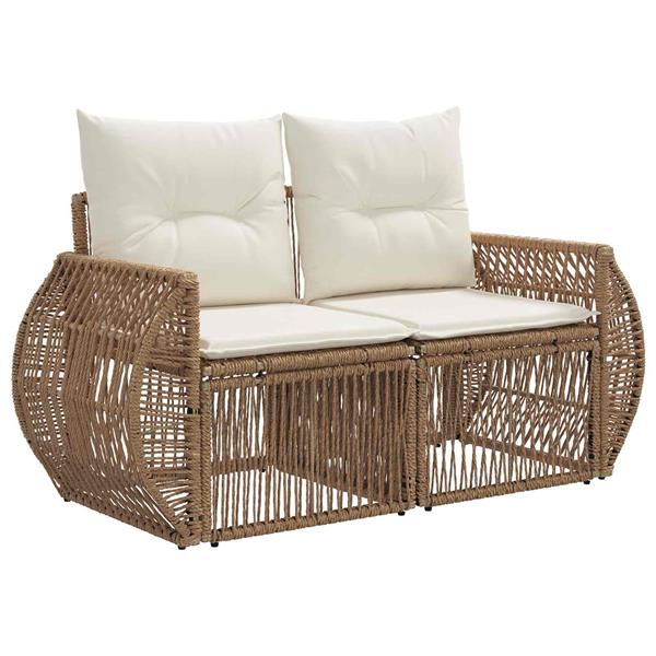 Grote foto vidaxl tuinbank 2 aantal zitplaatsen beige poly rattan tuin en terras tuinmeubelen