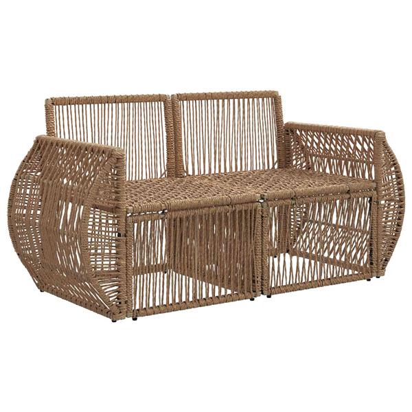 Grote foto vidaxl tuinbank 2 aantal zitplaatsen beige poly rattan tuin en terras tuinmeubelen