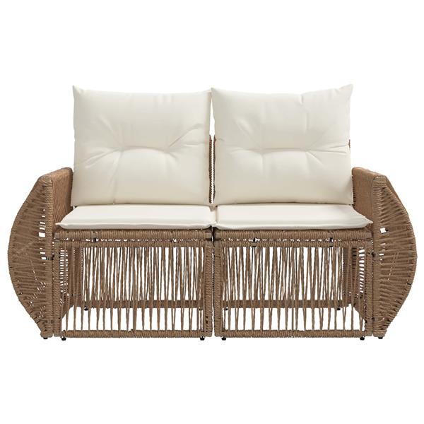 Grote foto vidaxl tuinbank 2 aantal zitplaatsen beige poly rattan tuin en terras tuinmeubelen