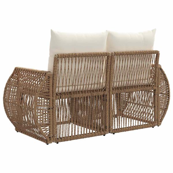 Grote foto vidaxl tuinbank 2 aantal zitplaatsen beige poly rattan tuin en terras tuinmeubelen
