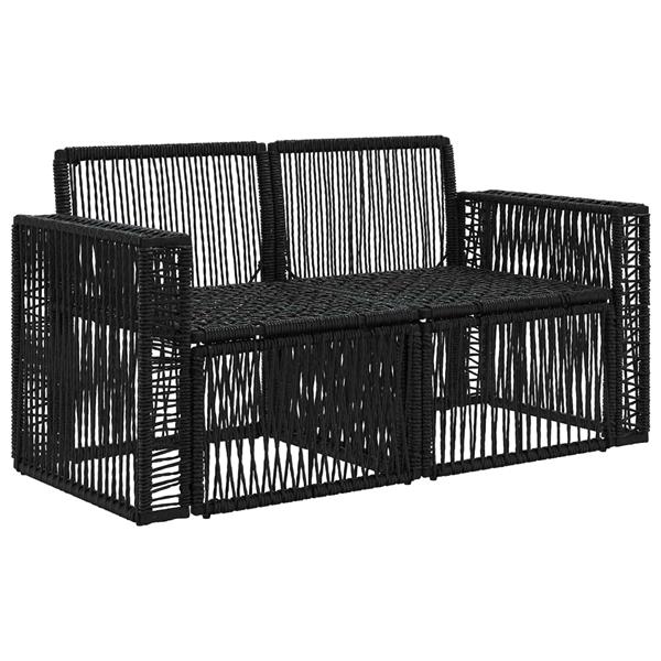 Grote foto vidaxl tuinbank 2 aantal zitplaatsen zwart poly rattan tuin en terras tuinmeubelen