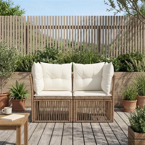 Grote foto vidaxl tuinbank 2 aantal zitplaatsen beige poly rattan tuin en terras tuinmeubelen
