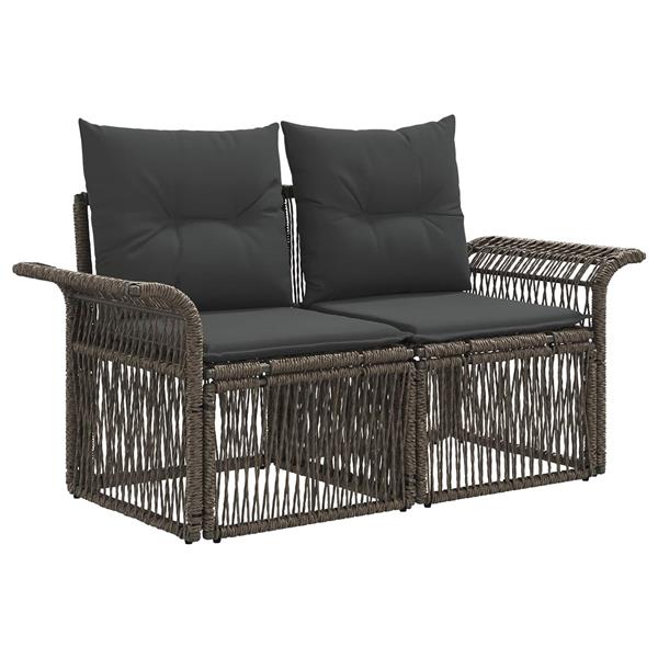Grote foto vidaxl tuinbank 2 aantal zitplaatsen grijs poly rattan tuin en terras tuinmeubelen