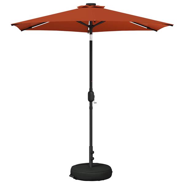 Grote foto vidaxl tuinparasol met led lampen en voet 230 x 230 cm polyester tuin en terras overige tuin en terras