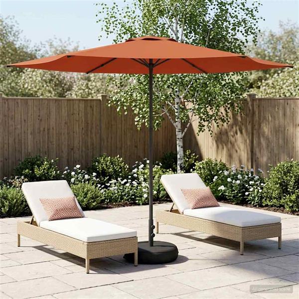 Grote foto vidaxl tuinparasol met basis 300 x 300 cm polyester rechthoekig tuin en terras overige tuin en terras